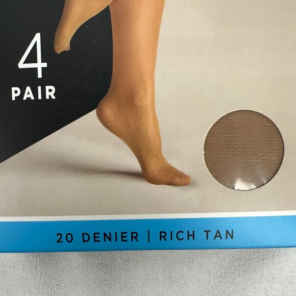 Silk Impressions Sheer All Day Control Top High Waisted Pantyhose Small Rich Tan - Picture 3 of 11